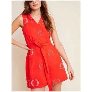 NWT Eva Franco Women's Sz XS Red Romper Cotton Sleeveless from Anthropologie